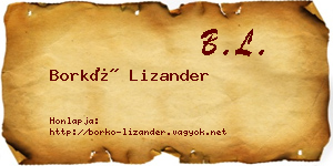 Borkó Lizander névjegykártya